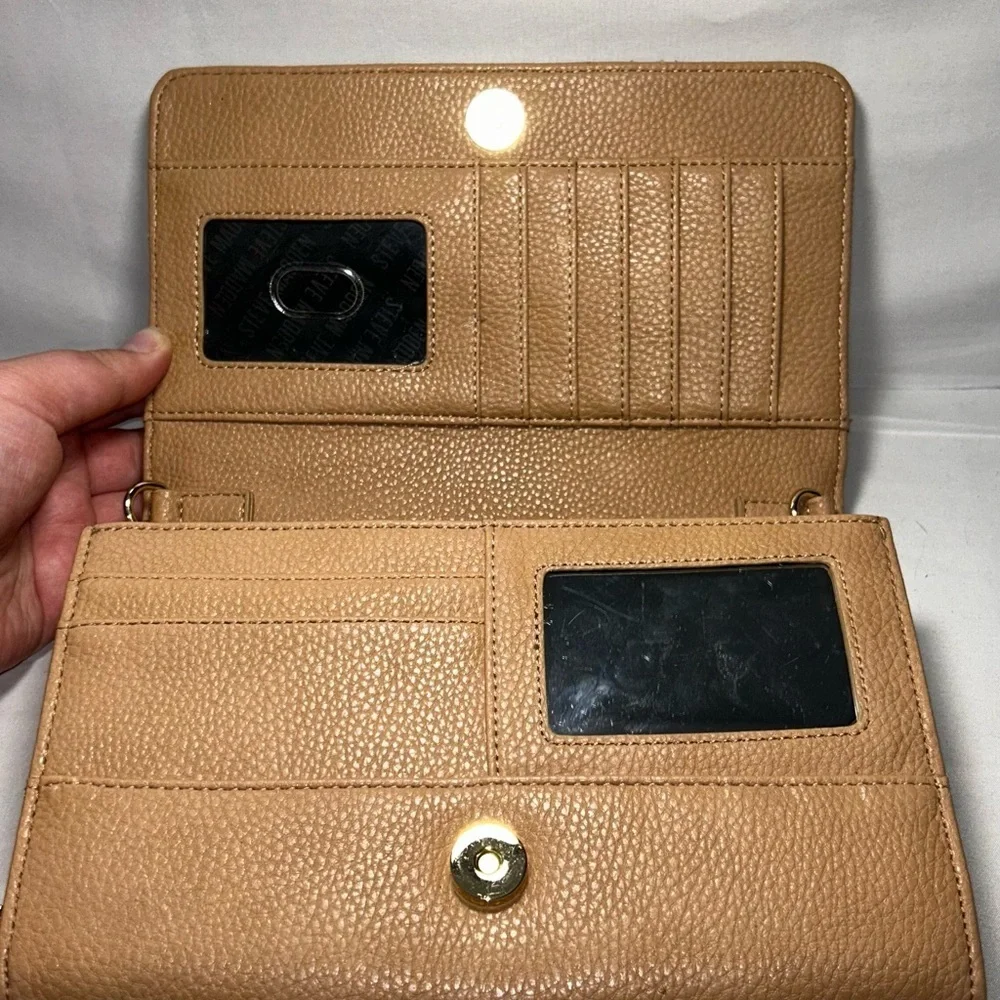 Steve Madden Purse Tan Quilted Women's cross body Bag gold chain strap